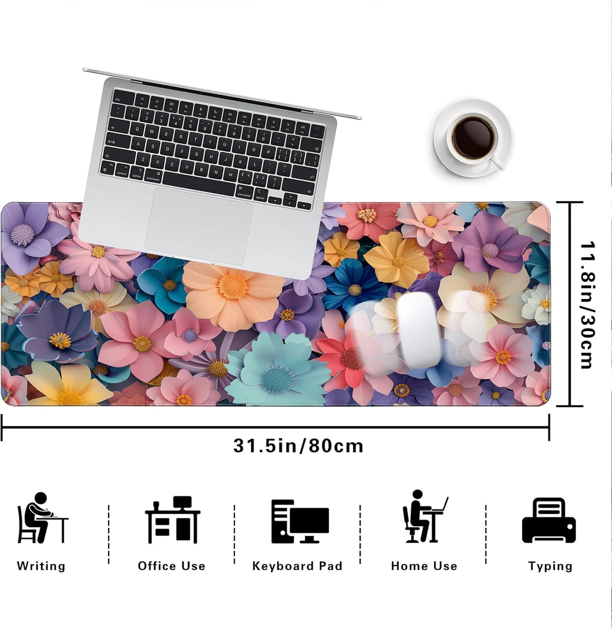 Mouse Pad,Desk Pad, Gaming Mouse Pad,Keyboard Mat Office Desk Decor Accessories (Flowers)