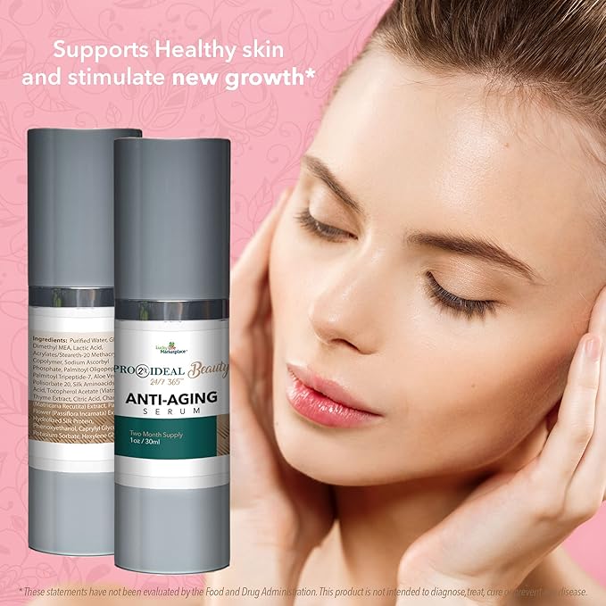 Pro 2x Ideal Beauty Wrinkle Serum - Anti Aging Serum - 2 Month Supply - Resurfacing & Brightening Serum - Vitamin C & AHA - Reduce Appearance of Wrinkles, Age Spots, & Pores - Aid Collagen Production