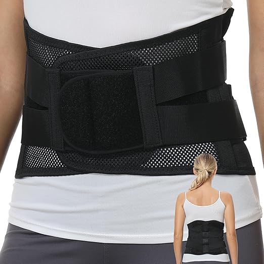 NeoTech Care Adjustable Double Pull Lumbar Brace/Lower Back Belt (Grey, Size S)
