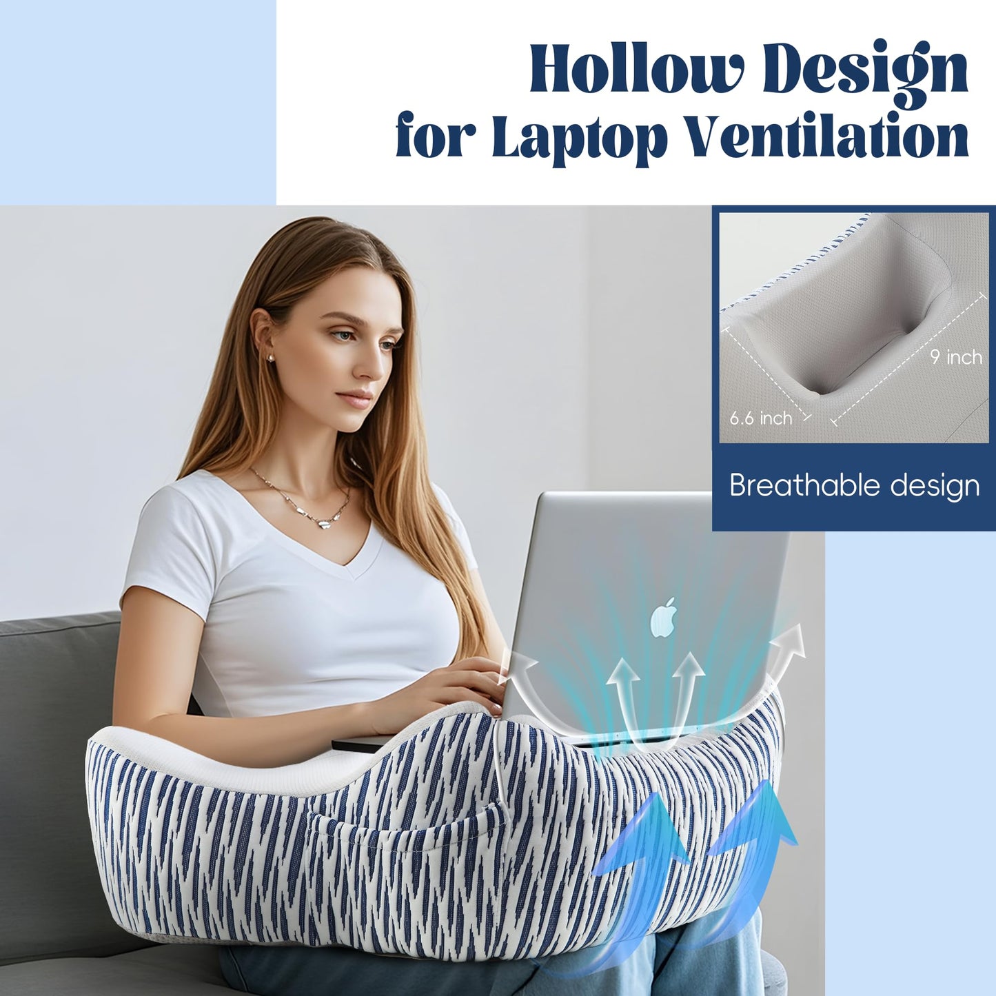 Polyaround Reading Pillow for Lap, Portable Desk Pillow for Laptop, Memory Foam Lap Desk Pillow for Reading, Gaming, Crocheting, Resting, Working in Bed, Car, Sofa, Floor and More