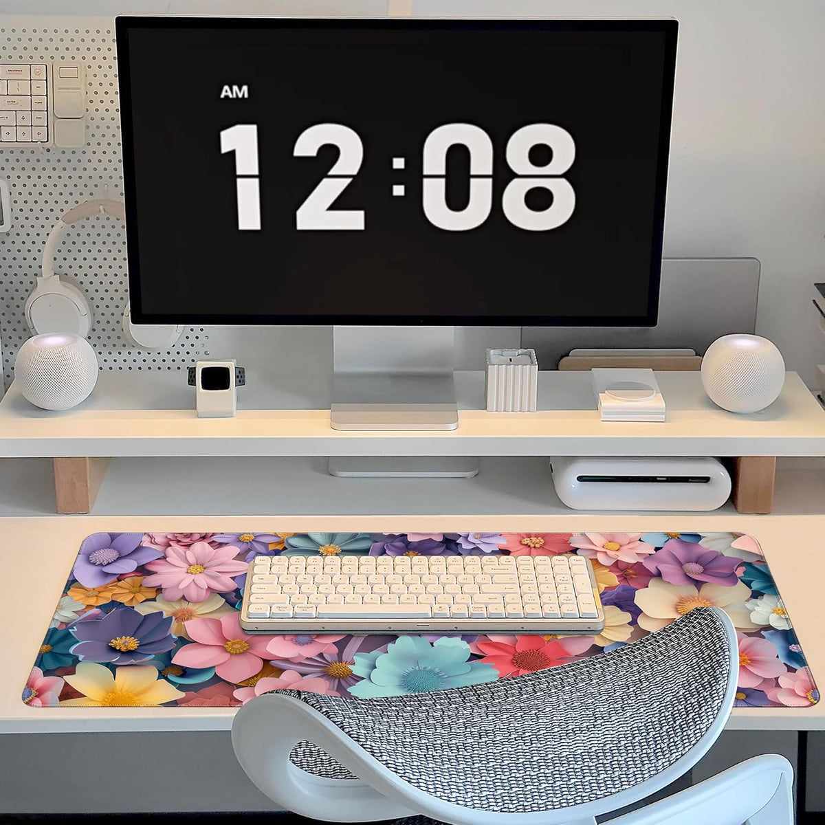 Mouse Pad,Desk Pad, Gaming Mouse Pad,Keyboard Mat Office Desk Decor Accessories (Flowers)