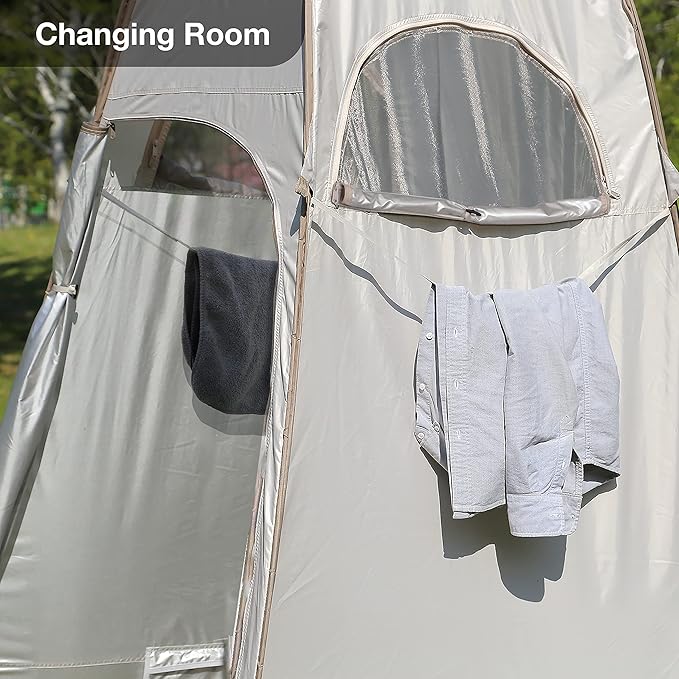 TRIPTIPS Pop Up Shower Tent with Mesh Window, Portable Toilet Privacy Tent, 6.9 FT, Removable Rain Cover/UPF 50+