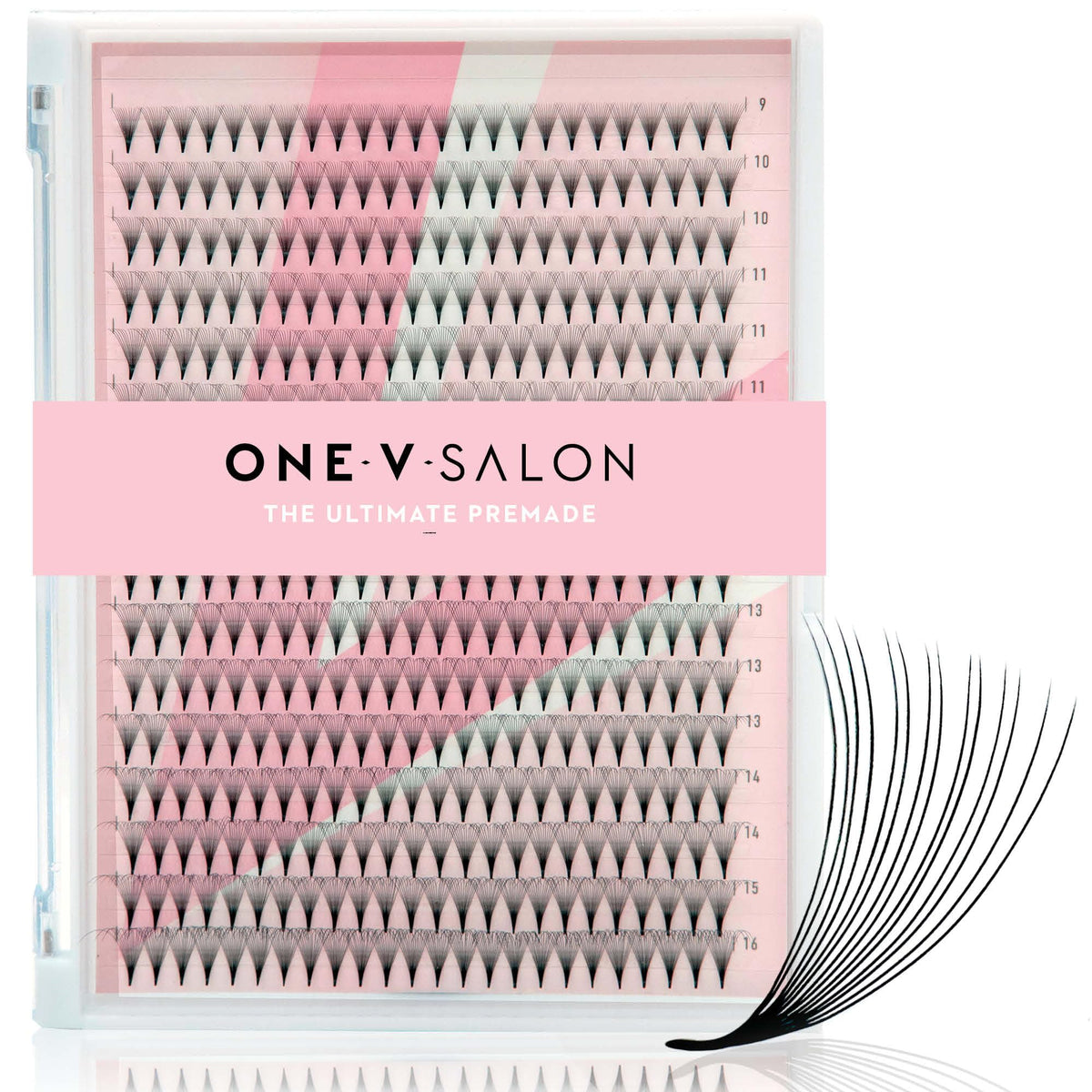 One V Salon, Professional Use Premade Fans, 384 Fans 14D 0.05 - C Curl - 9mm - 16 mm