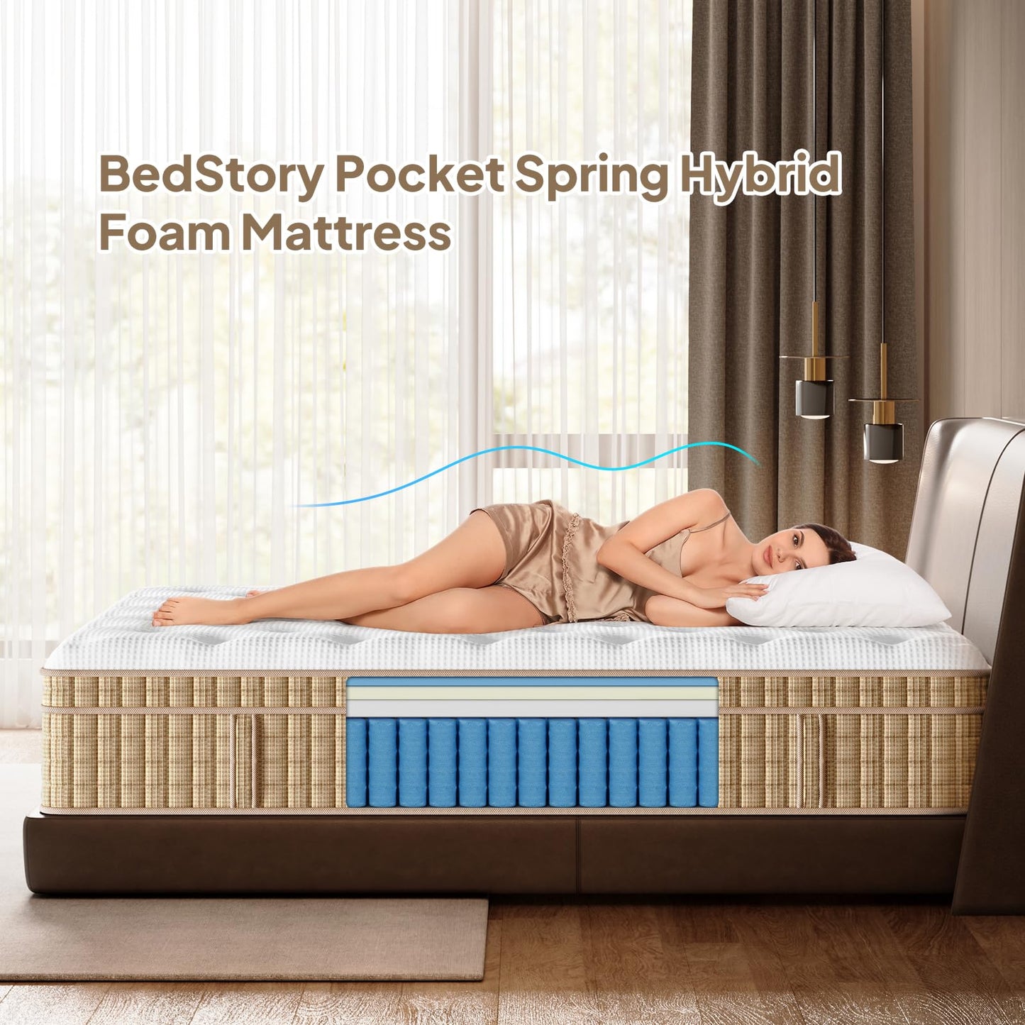 BedStory Mattress King Size, 12 Inch Hybrid Mattresses in a Box – Gel Memory Foam & Pocket Springs for Back Pain Relief and Couples, CertiPUR-US Certified, Fiberglass-Free