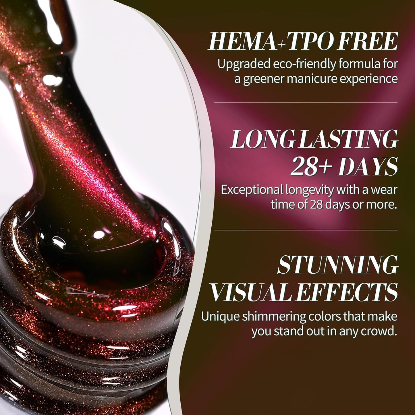 Born Pretty 15ML Cat Magnetic Eye Gel Polish, Pink Brown Gel Nail Polish Fall Winter Cat Holographic Magnetic Nail Polish Nail Art Manicure Salon DIY at Home