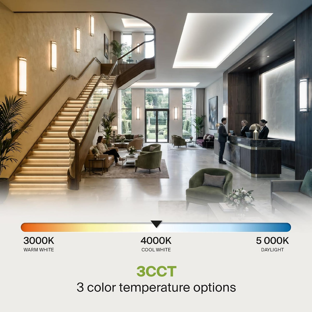 ASD Indoor LED Wall Sconce Lights, Brushed Nickel 3000/4000/5000K ETL