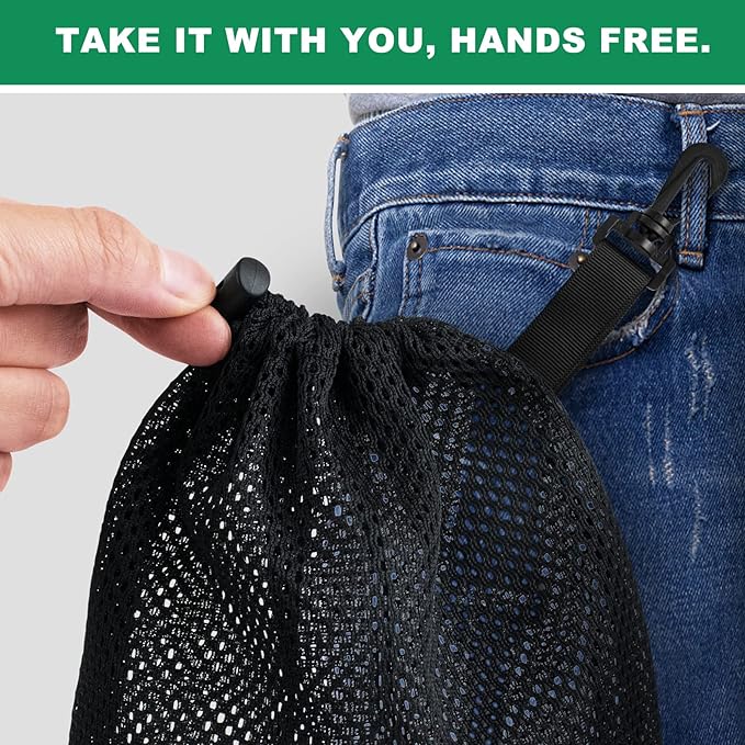 10 PCS With Clips Mesh Drawstring Bags, Portable Nylon Storage Bags for toy,Sports Storage,Outdoor activities etc. (7.9x11.8in)