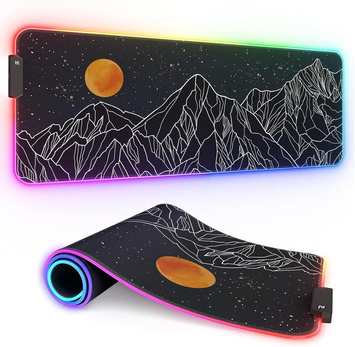ITNRSIIET RGB Gaming Mouse Pad, Full Desk XL Extended Large Gaming Mousepad, 12 Lighting Modes 30% Thicker Big LED Desk Mat for Gamers, 32 x 12 inches, Starry Sky Moon