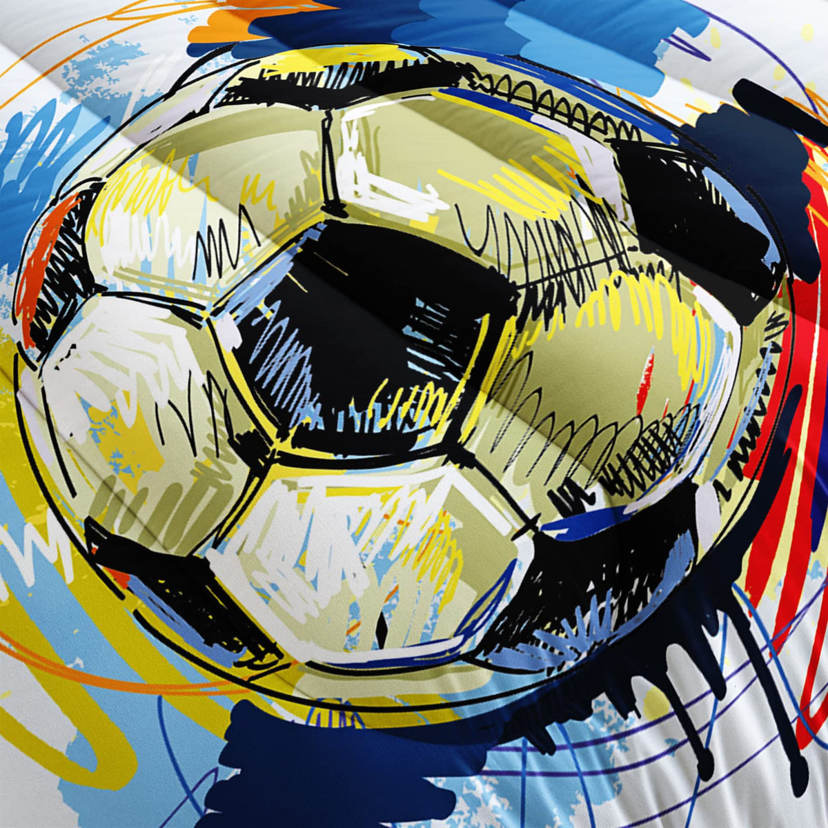 BSNTHO Soccer Comforter Set Boys Sports Bedding Set Twin Size for Kids Teens Hand Drawn Football Graffiti Style Comforter Design 3 Piece with 1 Comforter 2 Pillowcases