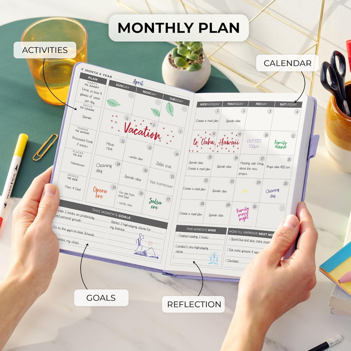 Clever Fox Daily Planner – Undated Planning Notebook with Hourly Schedule & To-Do List – Personal Day Task & Work Organizer, 6 Months (Lavender)