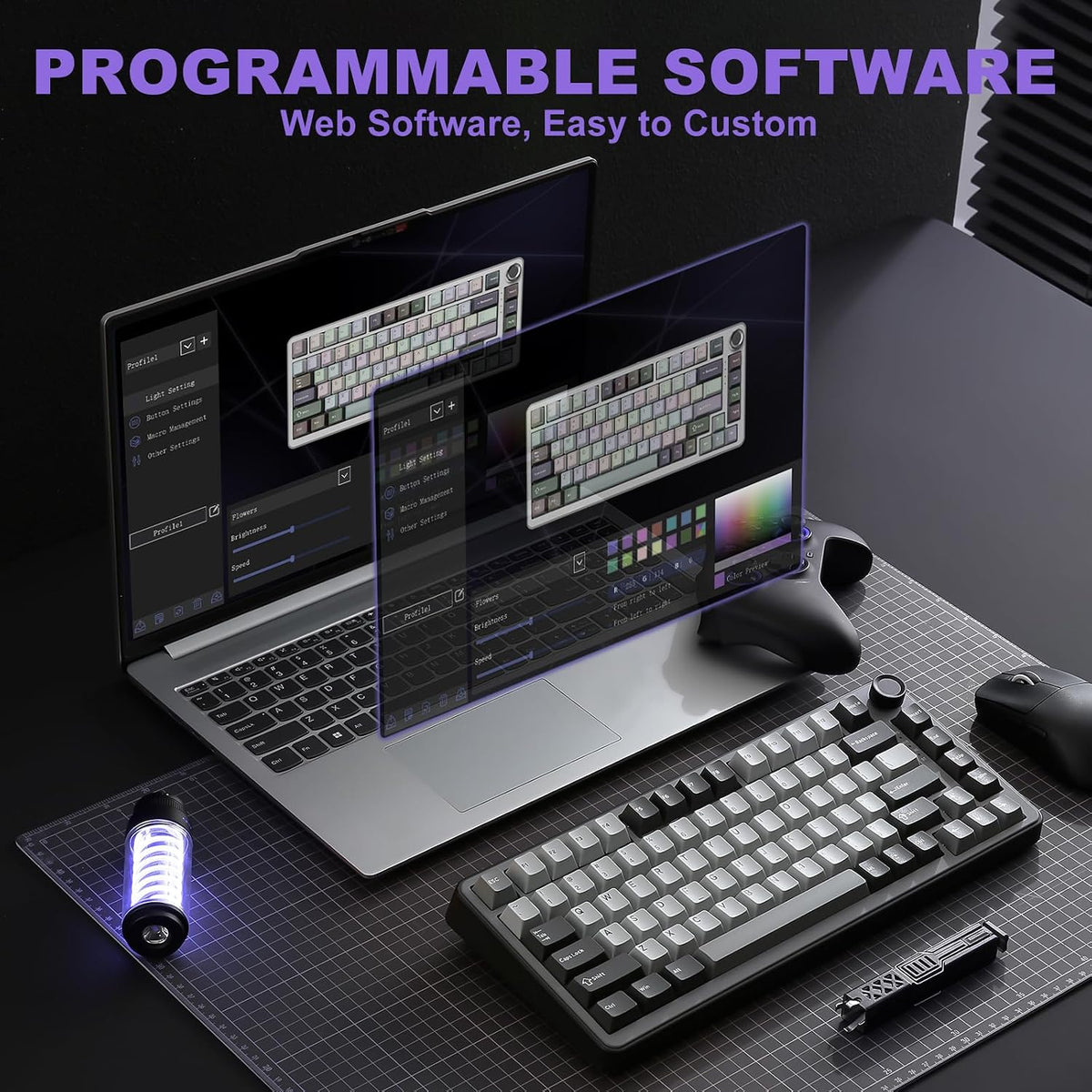 YUNZII B75 PRO 75% Wireless Mechanical Keyboard (Dark Grey,Cocoa V2)