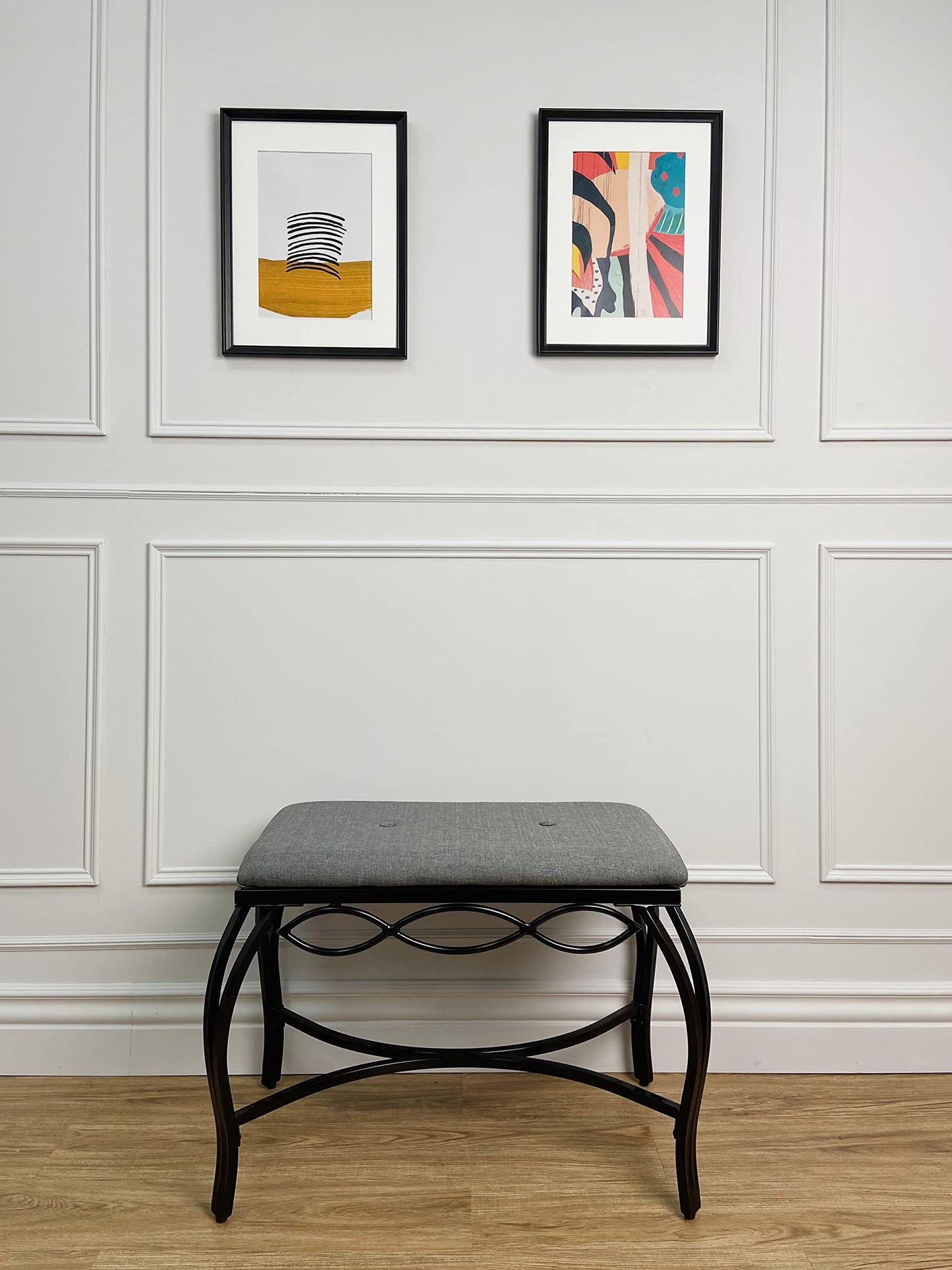 Mango Steam Heather Gray Shoe Bench - Vanity Seat for Makeup Room, Dressing Stool, Entryway Bench - Powder Coated, Upholstered, Space Saving