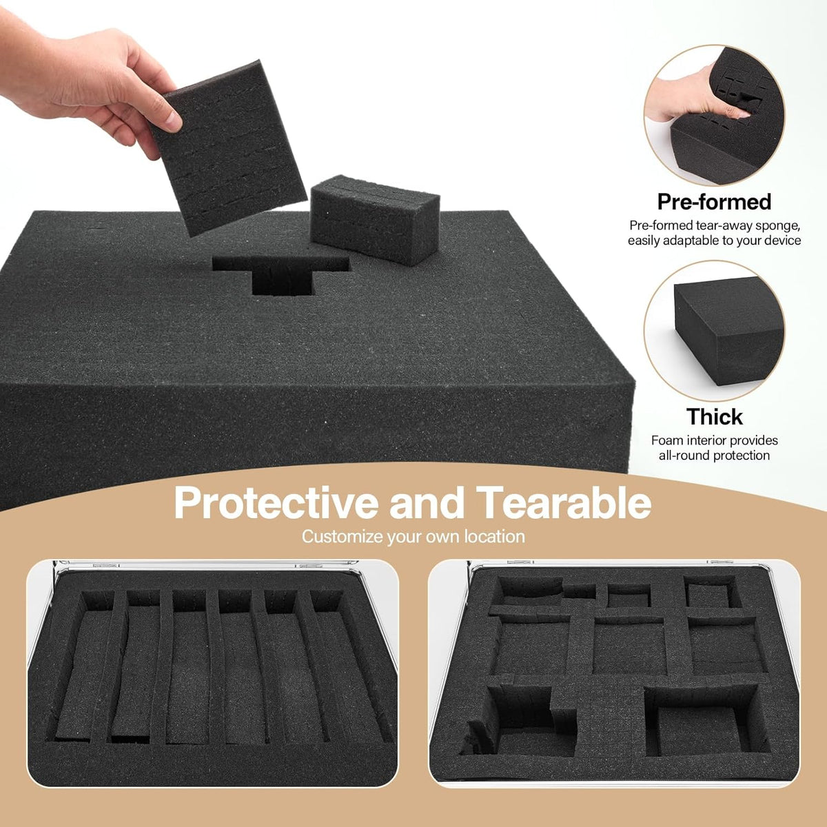 Combination Lock Box - Locking Storage Case with Customizable Foam, 18.9" Portable Lockable Case for Personal Items, Valuables, Documents, Briefcase for Jewelry, Cash, Medications, Silver