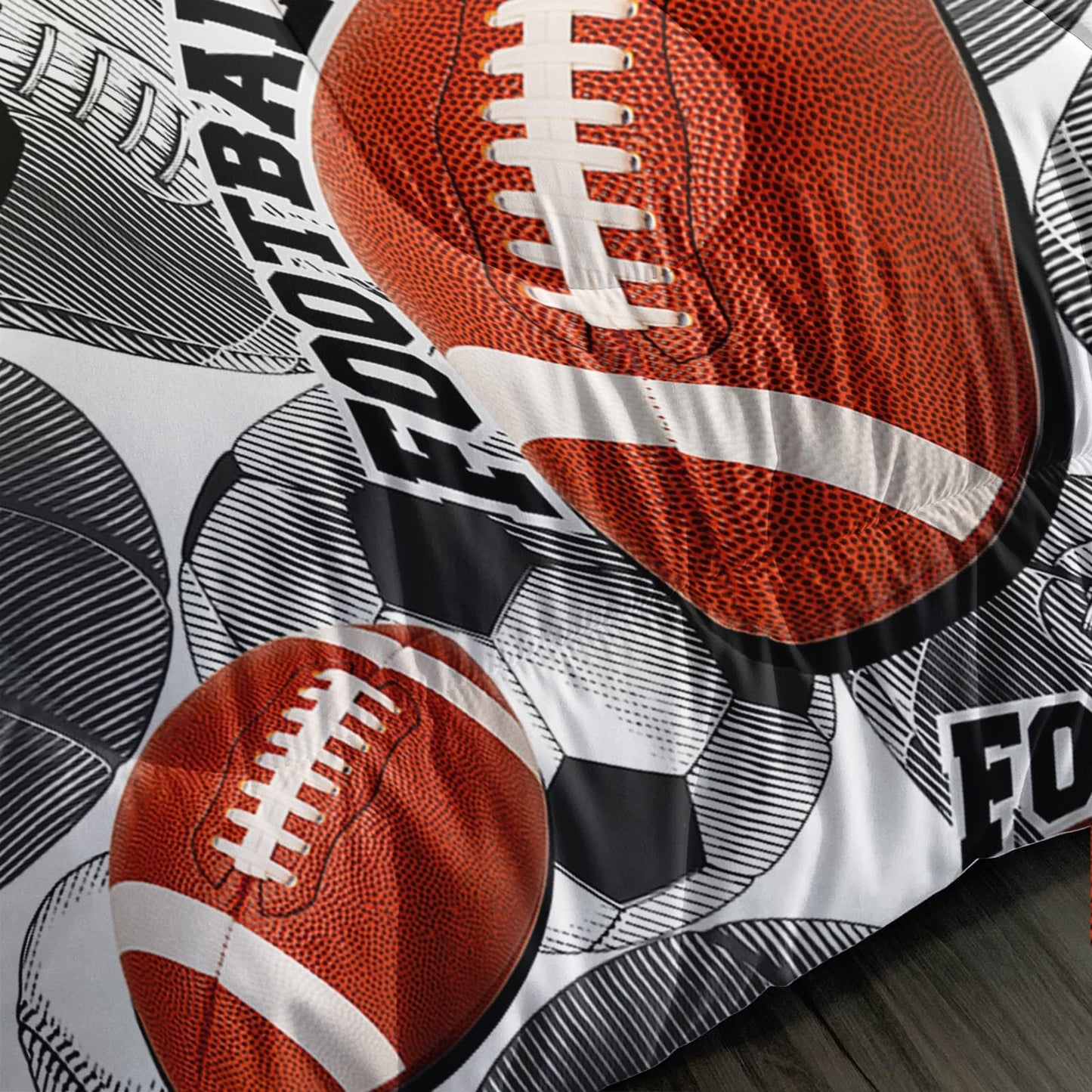 BailiPromise Ball Games Bedding Sets Basketball Football Comforter Set Sports Down Comforter Baseball Tennis Duvet Sets with 1 Comforter and 2 Pillowcases Queen for Kids Boys Room
