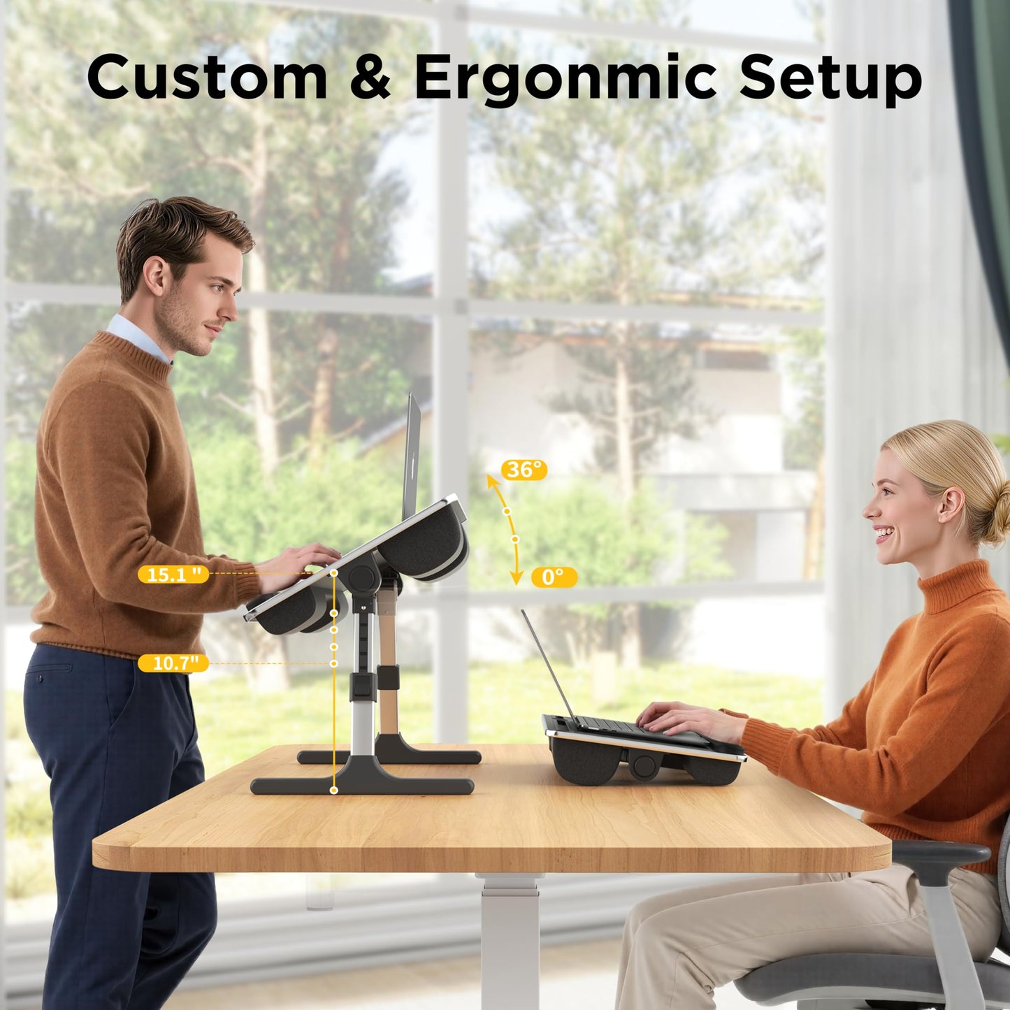 FoldWise 2-in-1 Lap Desk & Laptop Stand for Bed - Soft Cushions, Foldable & Adjustable Laptop Lap Desk for Couch, Wrist Rest, Tablet Holder, Edge Stopper & Leather, Ideal for Bed Desk, Couch & Chair