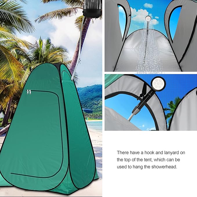 anngrowy Shower Tent Pop-Up Privacy Tent Camping Portable Toilet Tent Outdoor Camp Bathroom Changing Dressing Room Instant Privacy Shelters for Hiking Beach Picnic Fishing Potty, Extra-Tall, UPF 50+