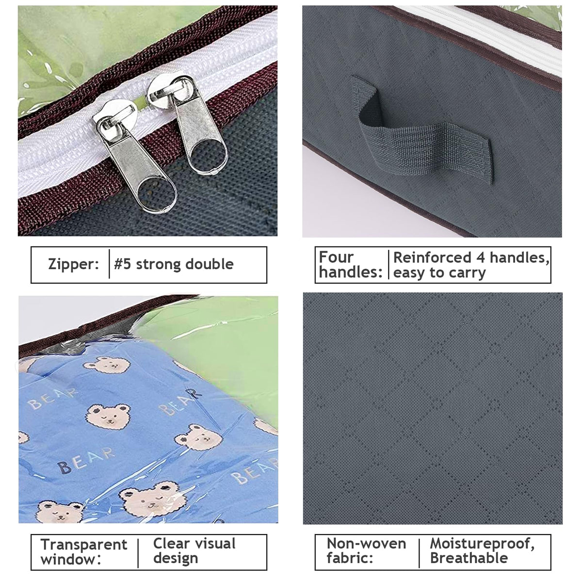 Budding Joy 90L Under Bed Storage Containers, Closet Organizers and Storage Bins, Foldable Underbed Storage Bags for Blanket, Clothing, Comforter, Sweaters, Pillows, Linen Sheets, Wrapping Paper, Grey
