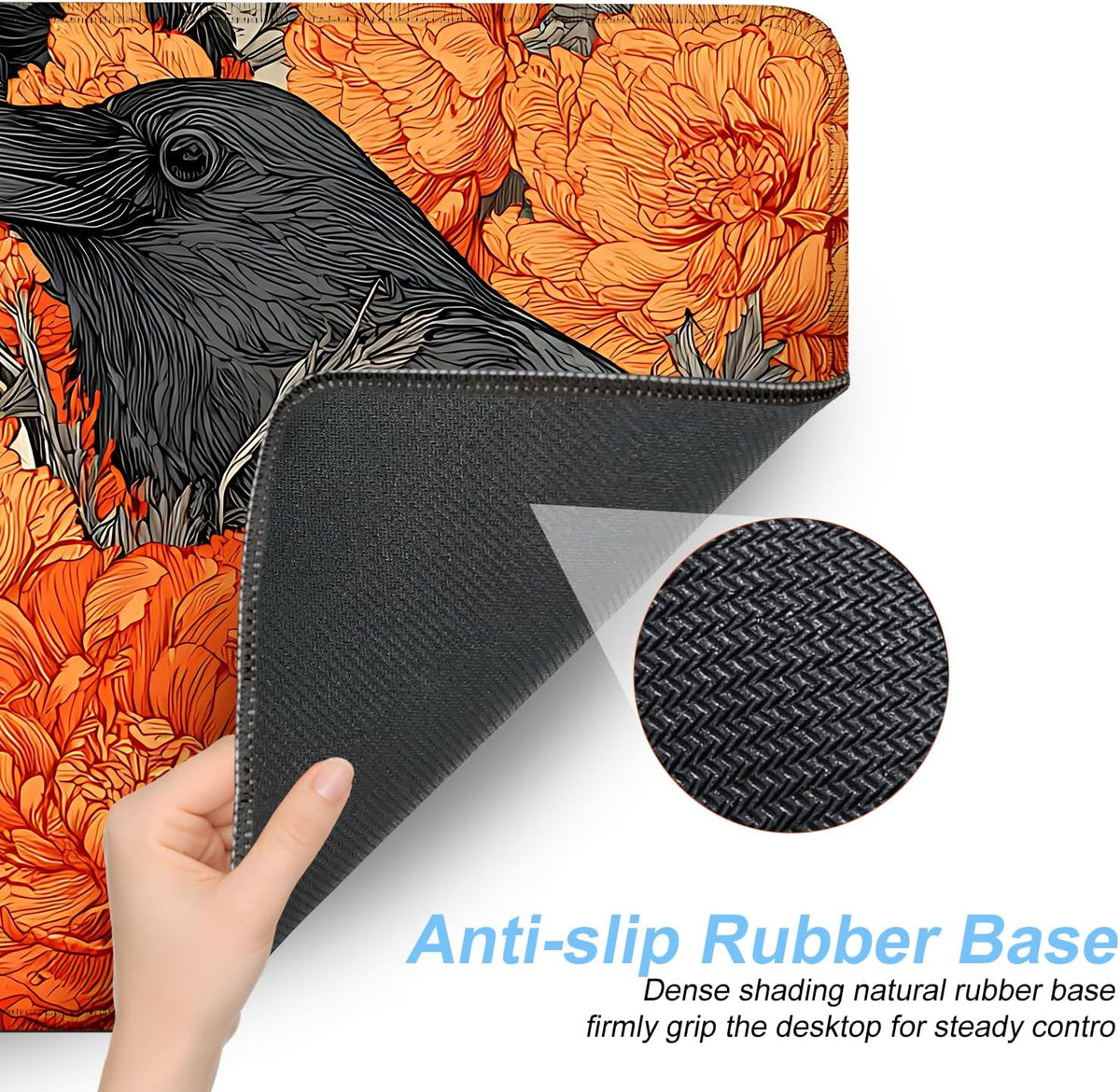 Mouse Pad Desk Mat for Desktop, Large 31.5" x 11.8" Extended Gaming Mousepad with Skull and Raven Design, Waterproof Non-Slip Rubber Base, Computer Laptop Desk Accessories for Women Men Home Office