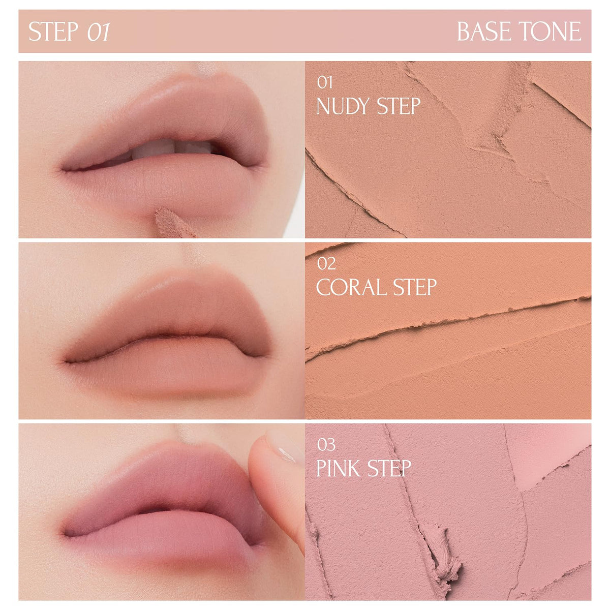 Tie Up Cover Tint - Waterproof & Long Lasting Lip Stain for Women - Korean Base Nude Tint Stick - Kbeauty Matte Gloss - Mood Color Changing (02 CORAL STEP, 0.2 Fl oz)
