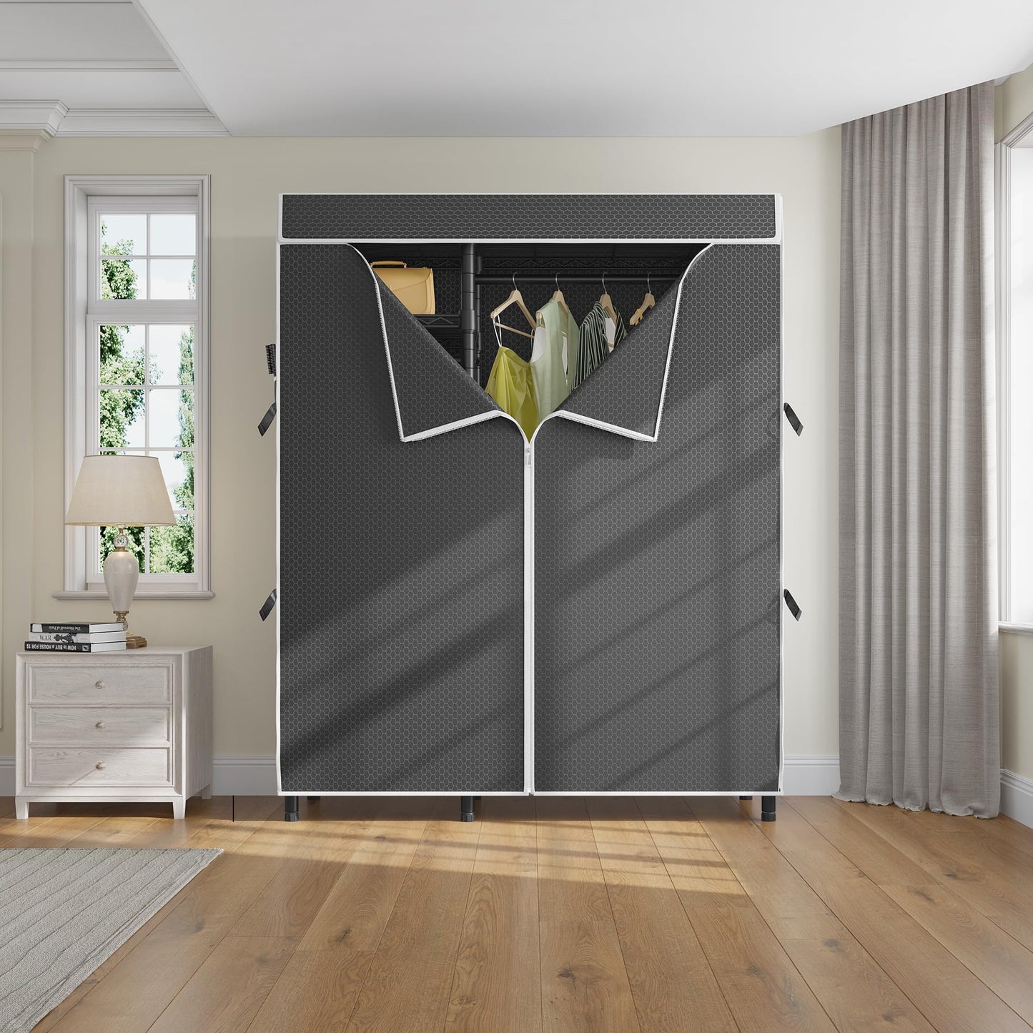 VIPEK V2C Clothes Rack Wardrobe Closet, Garment Rack with Black Upgraded Polyester Cover, Adjustable Shelves & Hang Rods, Portable Closet Storage Organizer for Bedroom, Max Load 700LBS