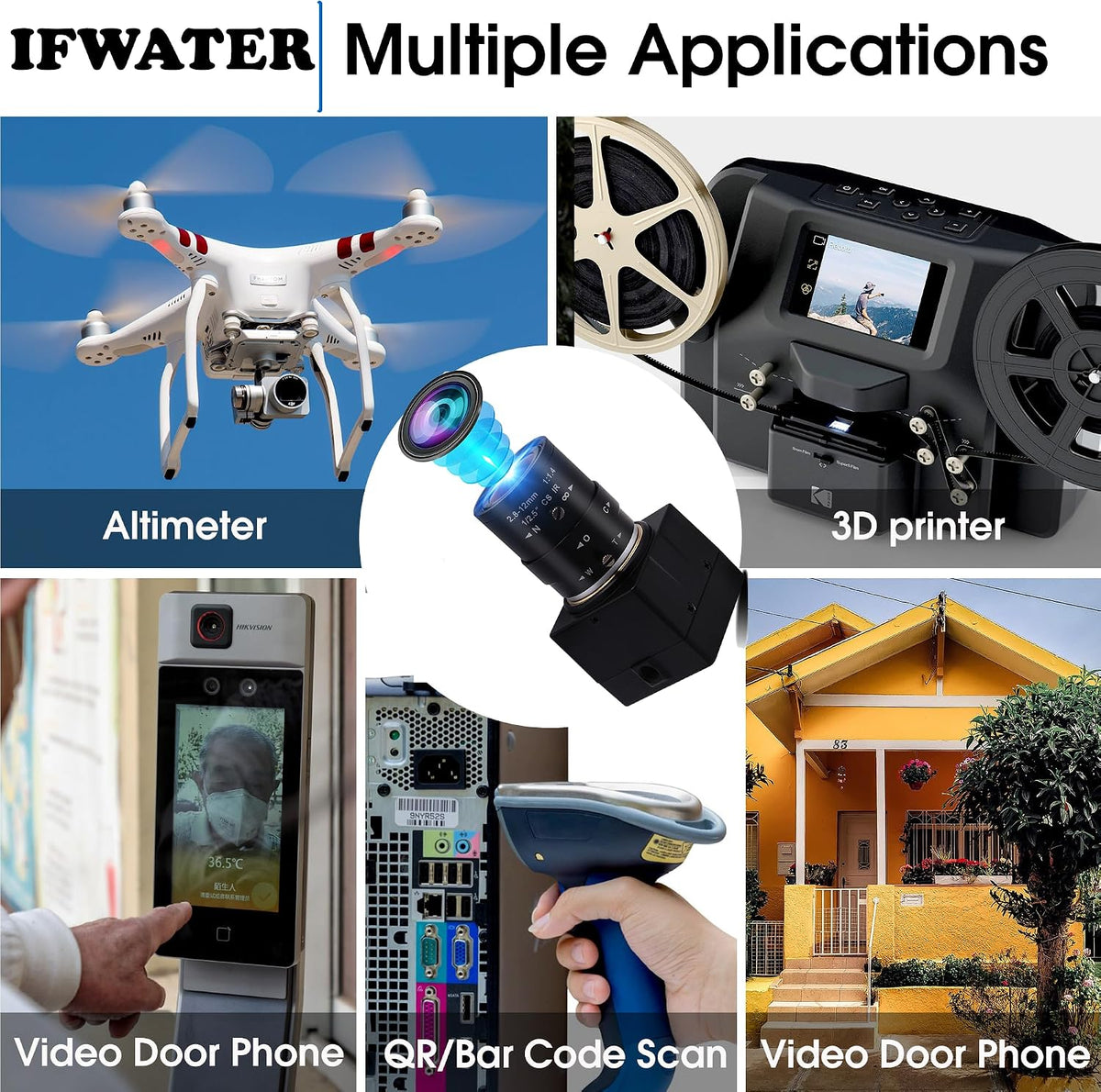 USB Camera 5MP Webcam 5-50mm 10X Variable Focus PC Camera 1944P USB Security Camera UVC CCTV Industrial Close-up Camera for Computer Plug and Play for Mac OS Windows Linux Raspberry Pi Camera