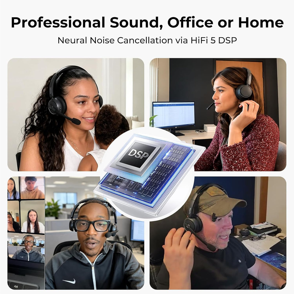 NEARITY EP320 Wireless Headset with Noice Cancelling Mic and Dongle