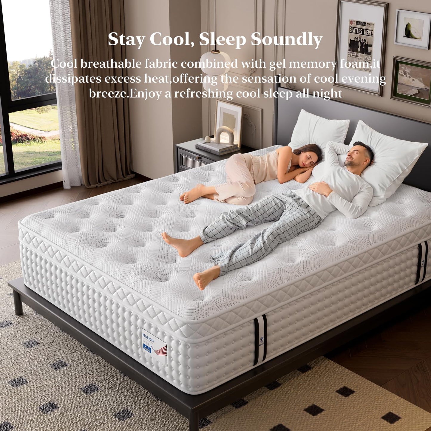 BedStory King Mattress, 12 Inch Firm Mattress with Extra Lumbar & Shoulder Support, Signature Collection Hybrid Mattresses for Motion Isolation and Pressure Relief, 365 Nights Trial