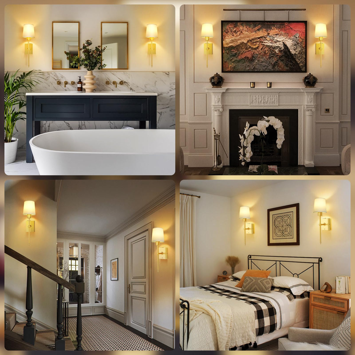 YINDUZ Battery Operated Wall Sconces Set of 2 - Gold Rechargeable Wall Lights with Remote Control, 4CCT and 5 Brightness Battery Powered Wall Sconces for Bedroom and Living Room