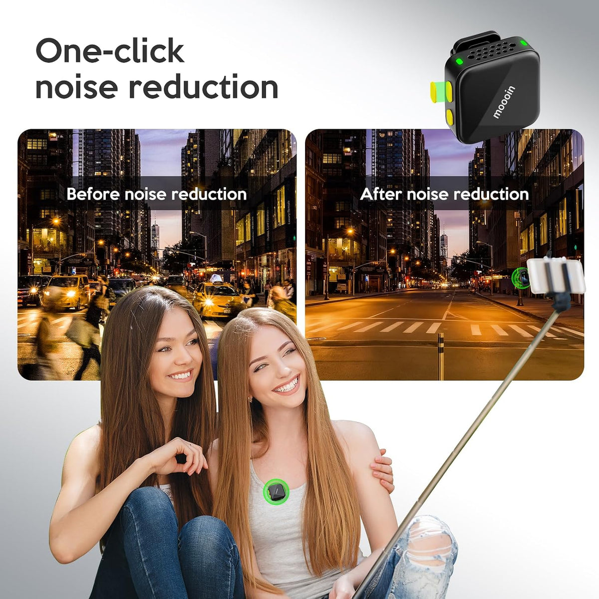 Wireless Lavalier Microphone, Noise Reduction Clip-on Mic for Video