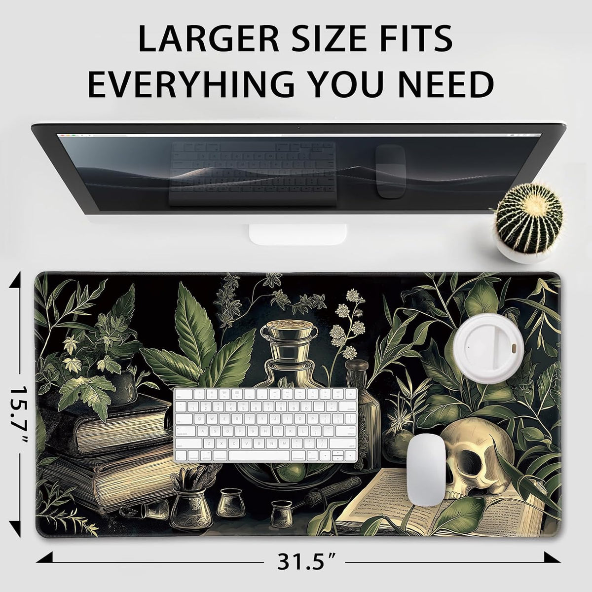 Gothic Dark Botanical Large Gaming Mouse Pad Desk Mat 31.5"x15.7"
