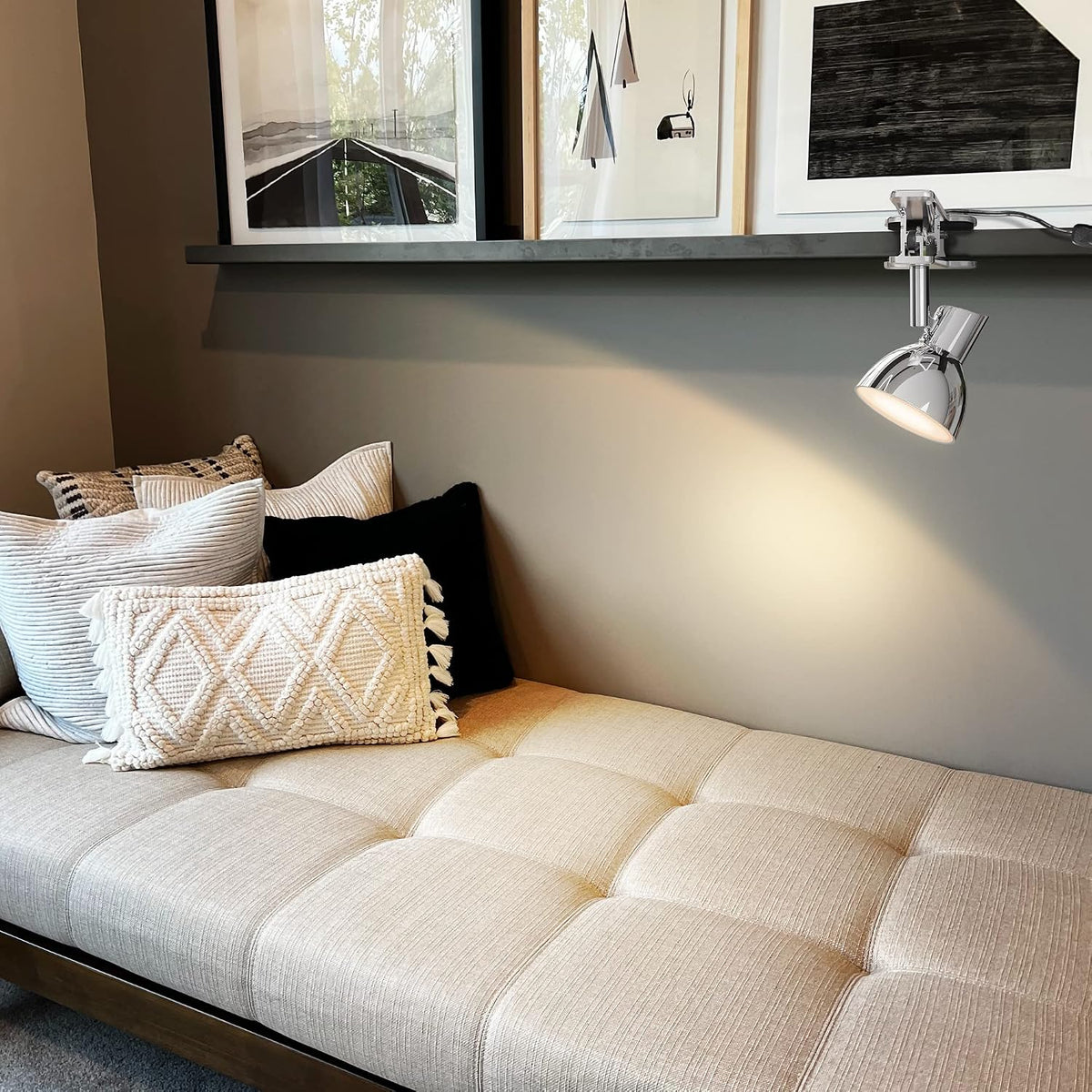 LED Clamp Light,5W Super Bright Desk Lamp, 330° Rotation Small Lamp with Clamp on Desk/Table/Bed Headboard/Cupboard Home Lighting, Modern and Save Space Illumination Powerful Lamp Silver