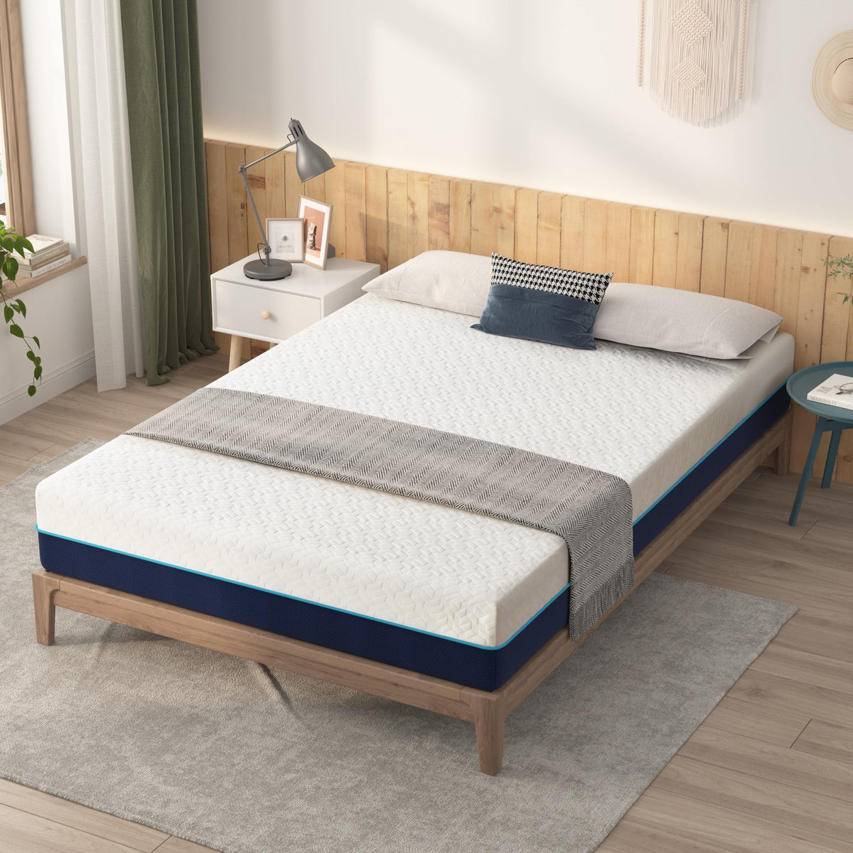 Back to School Essentials Gel Memory Foam Mattress - CertiPUR-US Certified Cooling Bed with Motion Isolation & Non-Slip Base Cover, Twin/Full Size for Dorms & Family Rooms (8 Inch, Full)