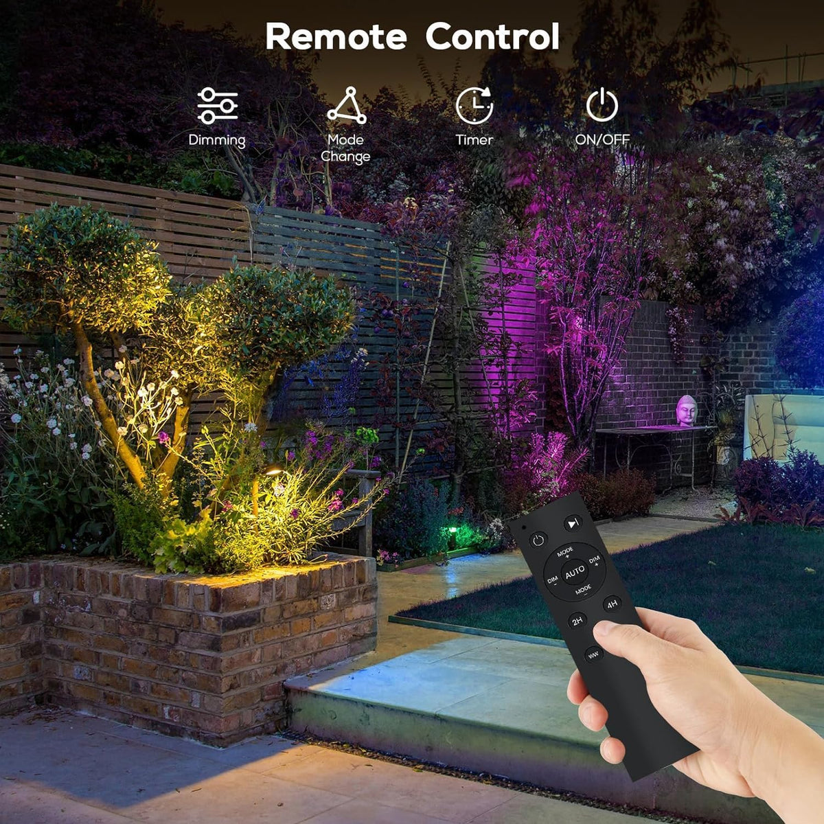 ZYAN APP Control Die-Cast Aluminum RGB Landscape Spotlights with Remote Control, Color Changing Music Sync Timer Alexa Compatible, Outdoor IP65 Waterproof for Patio Garden Yard Pathway, 8 Pack