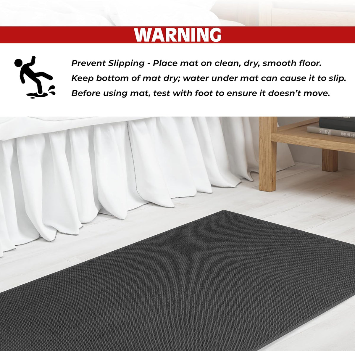 Cotton Paradise 100% Cotton Turkish Bathmat Rug, Soft Absorbent Quick Dry Non Slip, 20x34 Bathmat Rug, Dark Gray