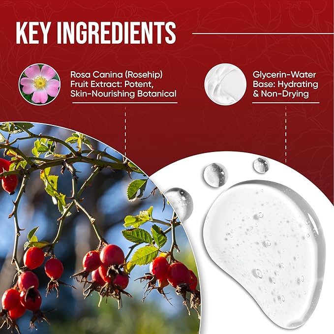 Pure Rosehip Extract Serum – Premium Cosmetic-Grade Liquid for Skin & Hair – Hydrating, Anti-Aging Botanical Formula (8 oz)