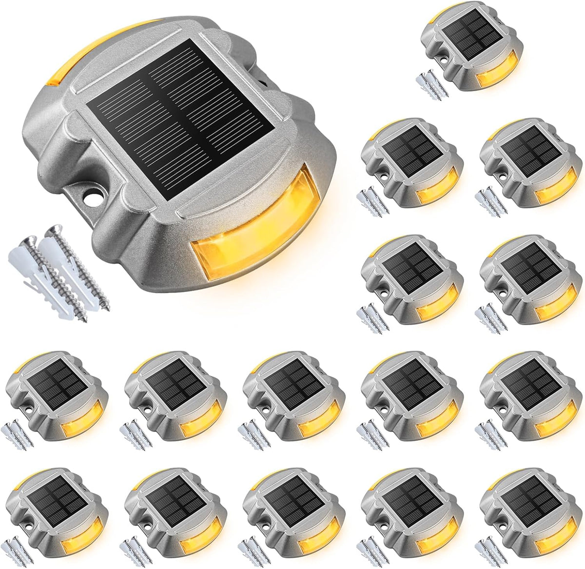 VOLISUN Solar Deck Driveway Dock Lights,Solar Pathway Lights,Warm 16 Pack