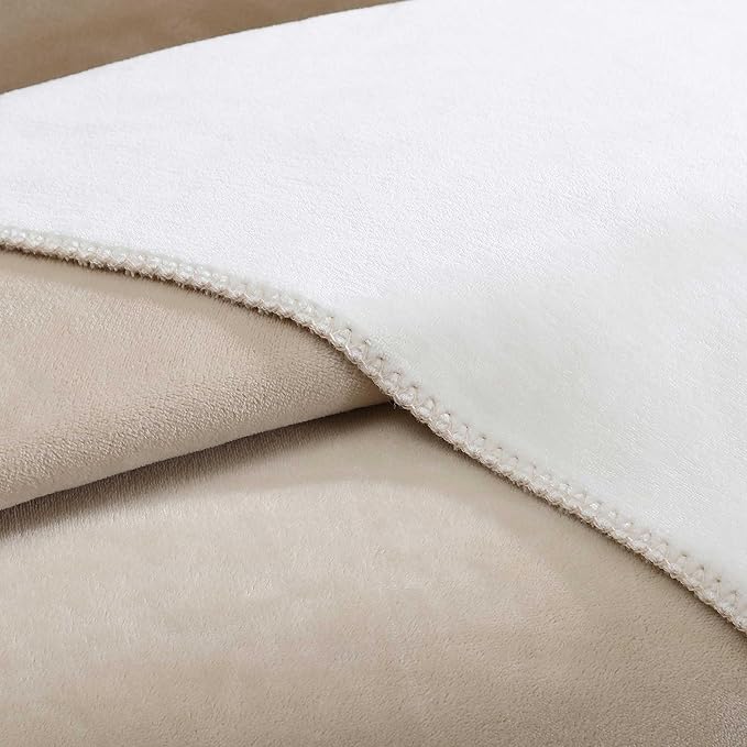 Calvin Klein - Queen Blanket, Super Soft Plush Bedding, Luxury Bed Blanket, Oeko-Tex Certified (Modern Reversible Solid Light Beige, Queen)
