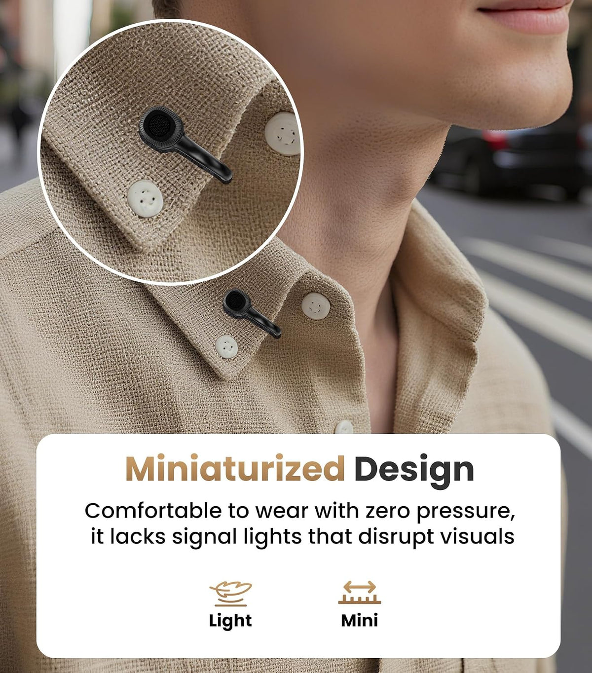 Tisino Wireless Mini Clip-on Microphone for iPhone, Vlog/Interview, Black