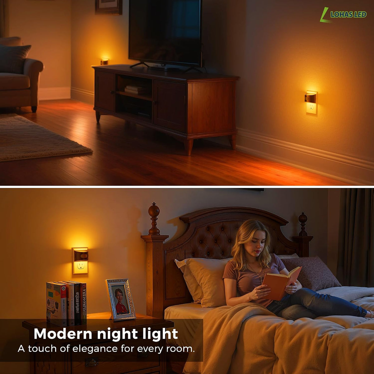 L LOHAS LED Motion Sensor Night Light, Night Lights Plug into Wall, 2 Pack