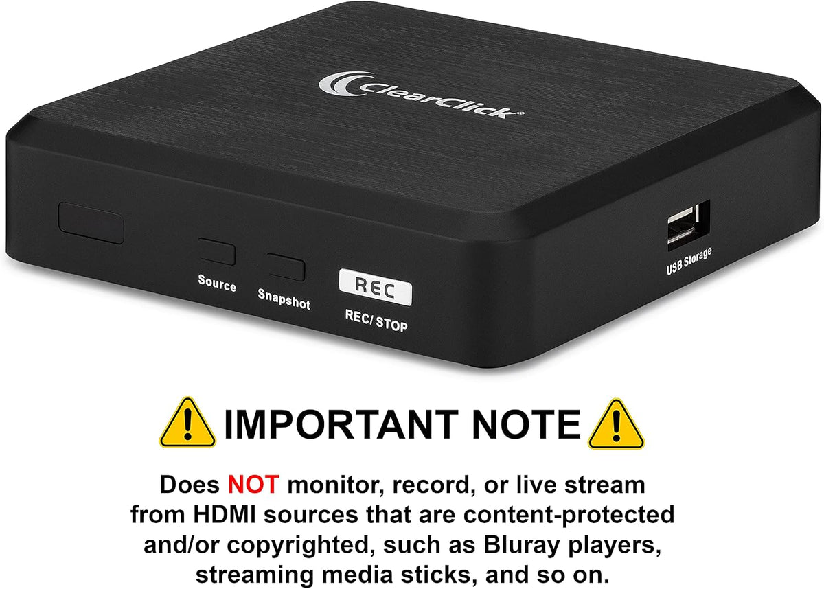 ClearClick HD Capture Box Platinum - Capture and Stream Video from HDMI, RCA, AV, VGA, YpbPr, VHS, VCR, DVD, Camcorders, Hi8
