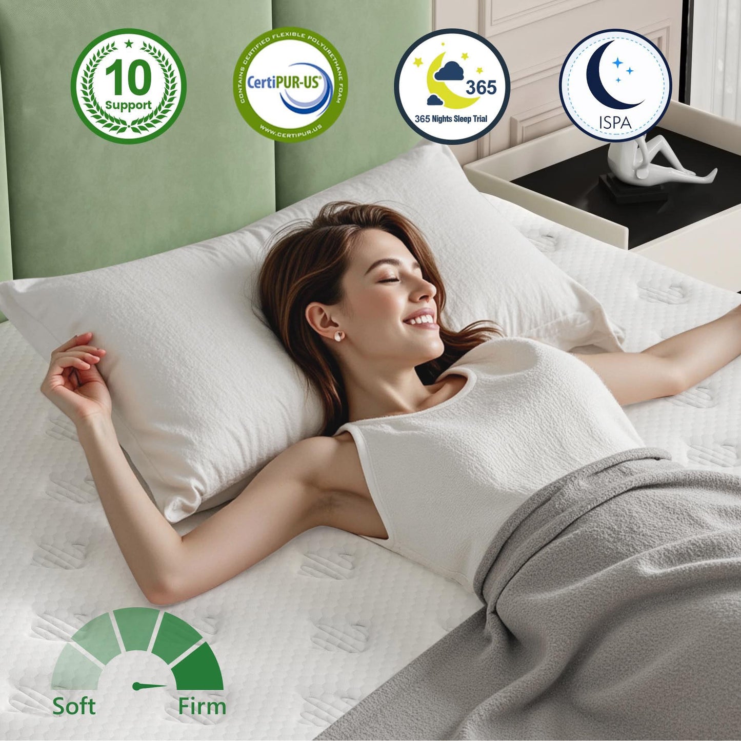 Firm King Mattress, [Enhanced] 12 Inch King Size Hybrid Mattress with Gel Memory Foam & Independent Pocket Springs, Pressure Relief, Strong Edge Support, 365-Night Trial, CertiPUR-US