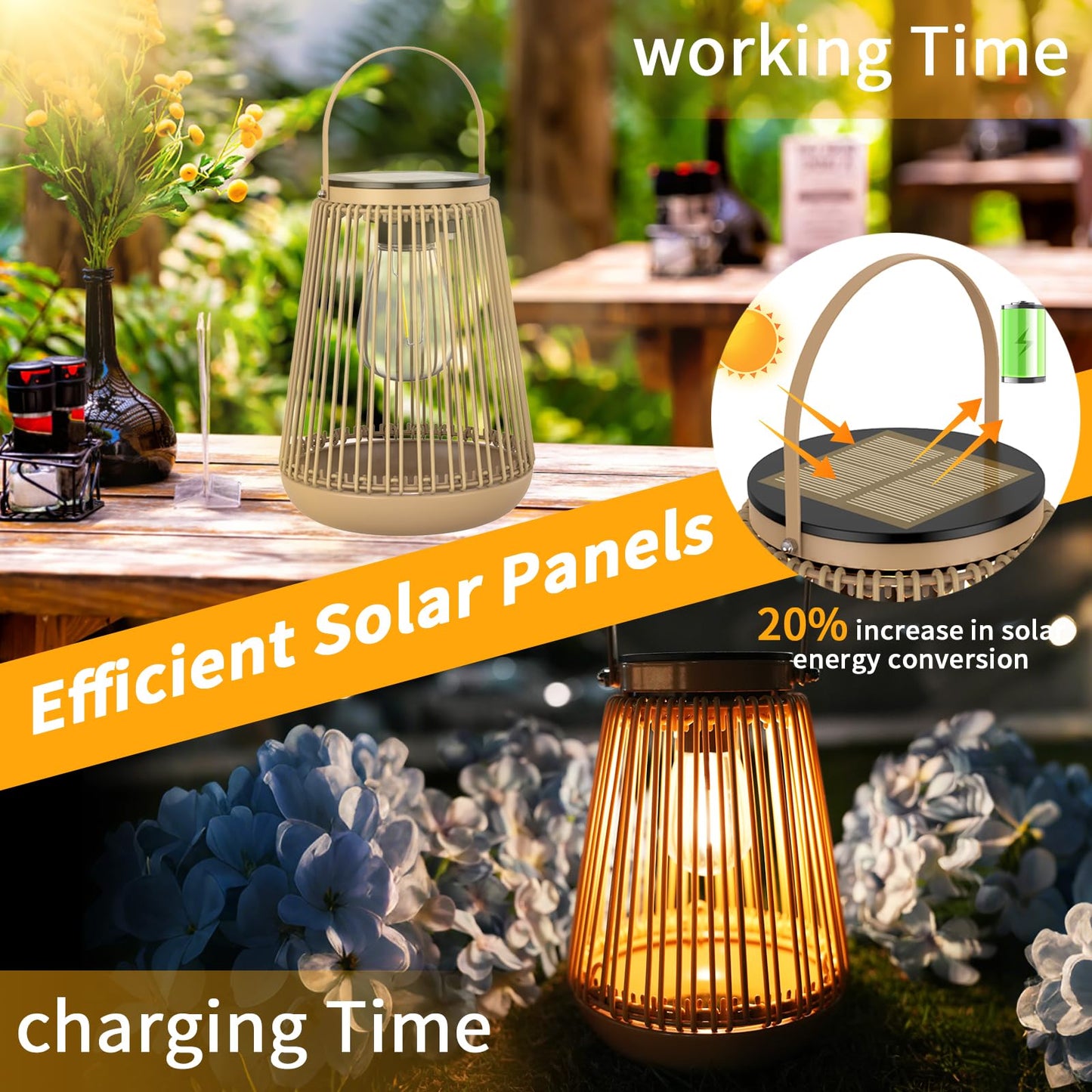 Solar Lanterns, KagoLing Solar Lights Outdoor Waterproof Hanging Hand-Woven Lanterns, Garden Decor Gifts for Women, Outdoor Table Camping Lights for Outside Garden, Yard, Patio, Porch, Trees, 2 Pack