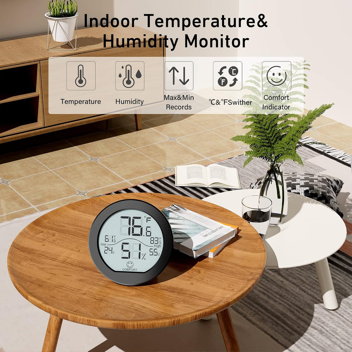 Indoor Digital Hygrometer Thermometer for Room Temperature Humidity Meter