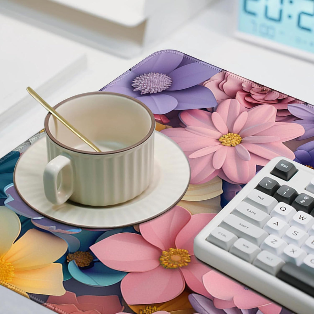Mouse Pad,Desk Pad, Gaming Mouse Pad,Keyboard Mat Office Desk Decor Accessories (Flowers)