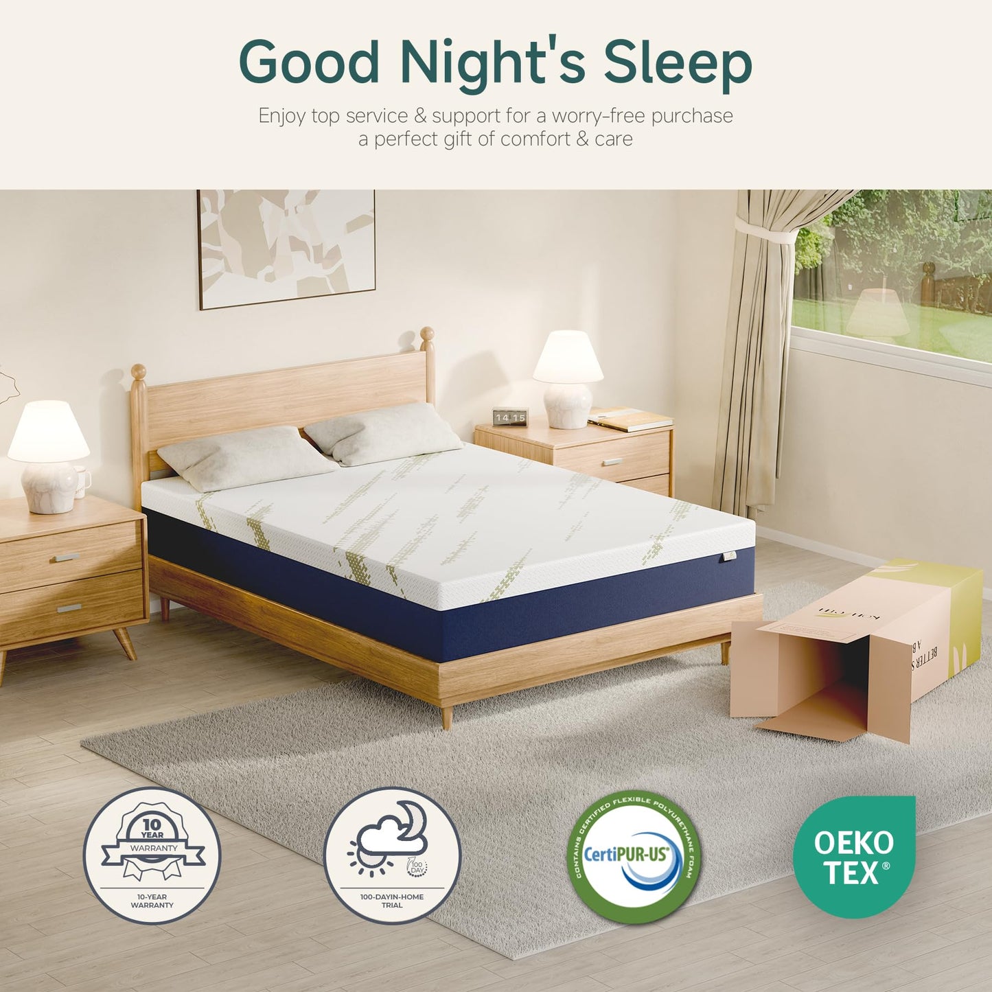 KONFEIN 12 Inch Queen Mattress, Gel Memory Foam Bed in a Box, Medium Firm, CertiPUR-US Certified, Pressure Relief, Comfortable Sleep for Couples, Adults, Guest Rooms