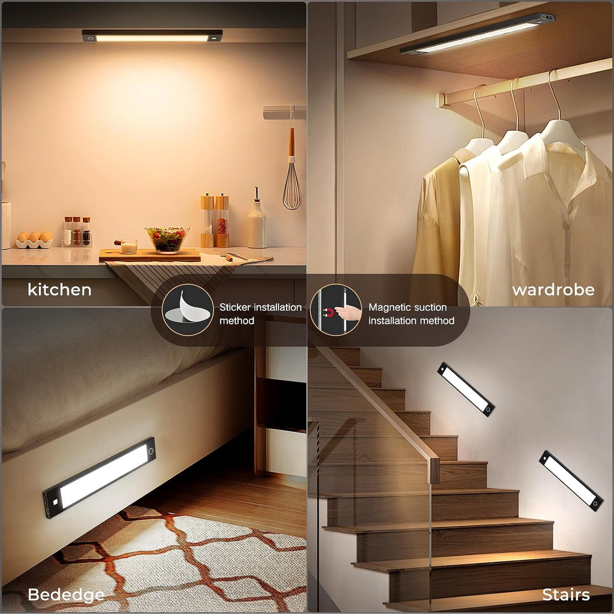 VST 2 Pack Wireless Rechargeable Cabinet Lights Motion Sensor
