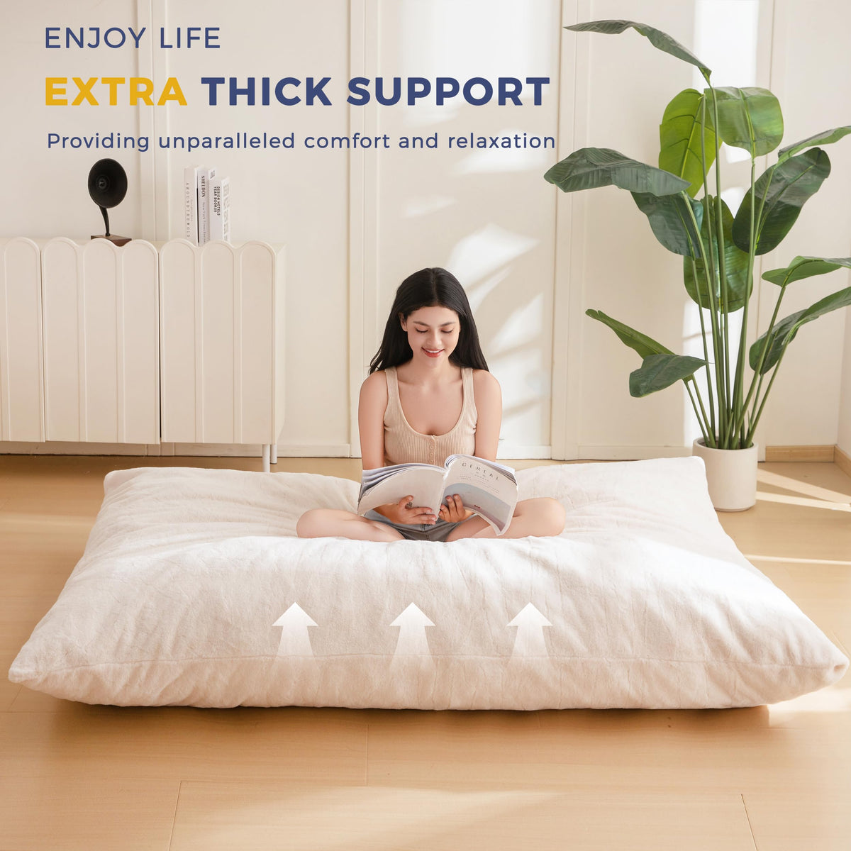 MAXYOYO 3 in 1 Bean Bag Chair, Giant Bean Bag Sofa Bed, Floor Mattress with High-Density Foam Filling and Machine Washable Cover, Bean Bag Chair for Adult
