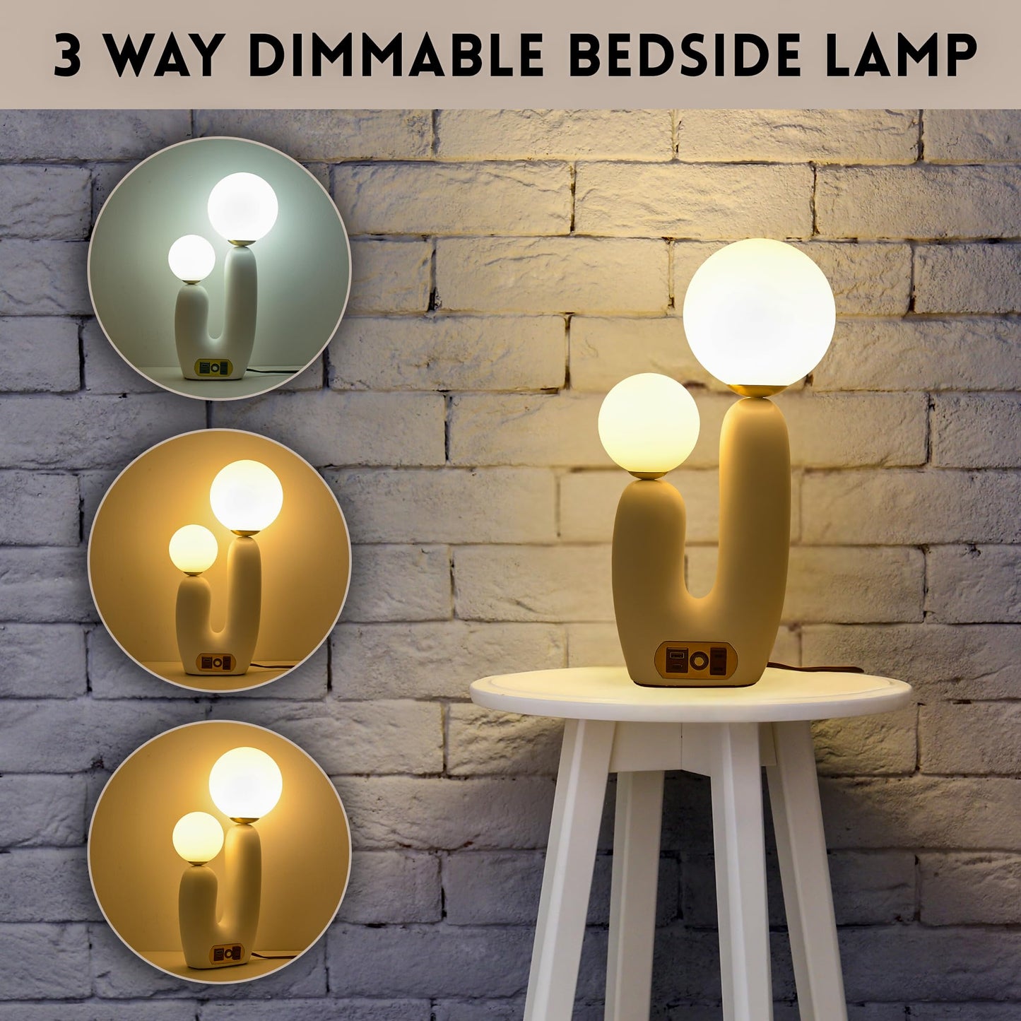 MYSFUL Decorative Mushroom Lamp, Resin Lamp for Desk, Unique Globe Lamps for Bedrooms and Side Tables, Desk Lamps for Night Stands, Portable Table Lamps for Living Room (White)