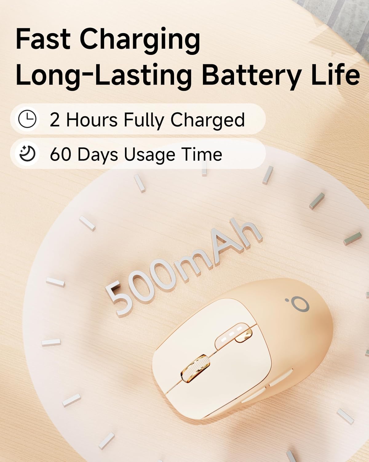 SEUNKWANG Dual-Mode Wireless Mouse with Visible Battery Indicator, Silent Rechargeable Bluetooth & 2.4G Computer Mouse, 1600 DPI, One-Click Desktop Privacy Key, Portable Mice for Laptop/PC/Mac - Pink