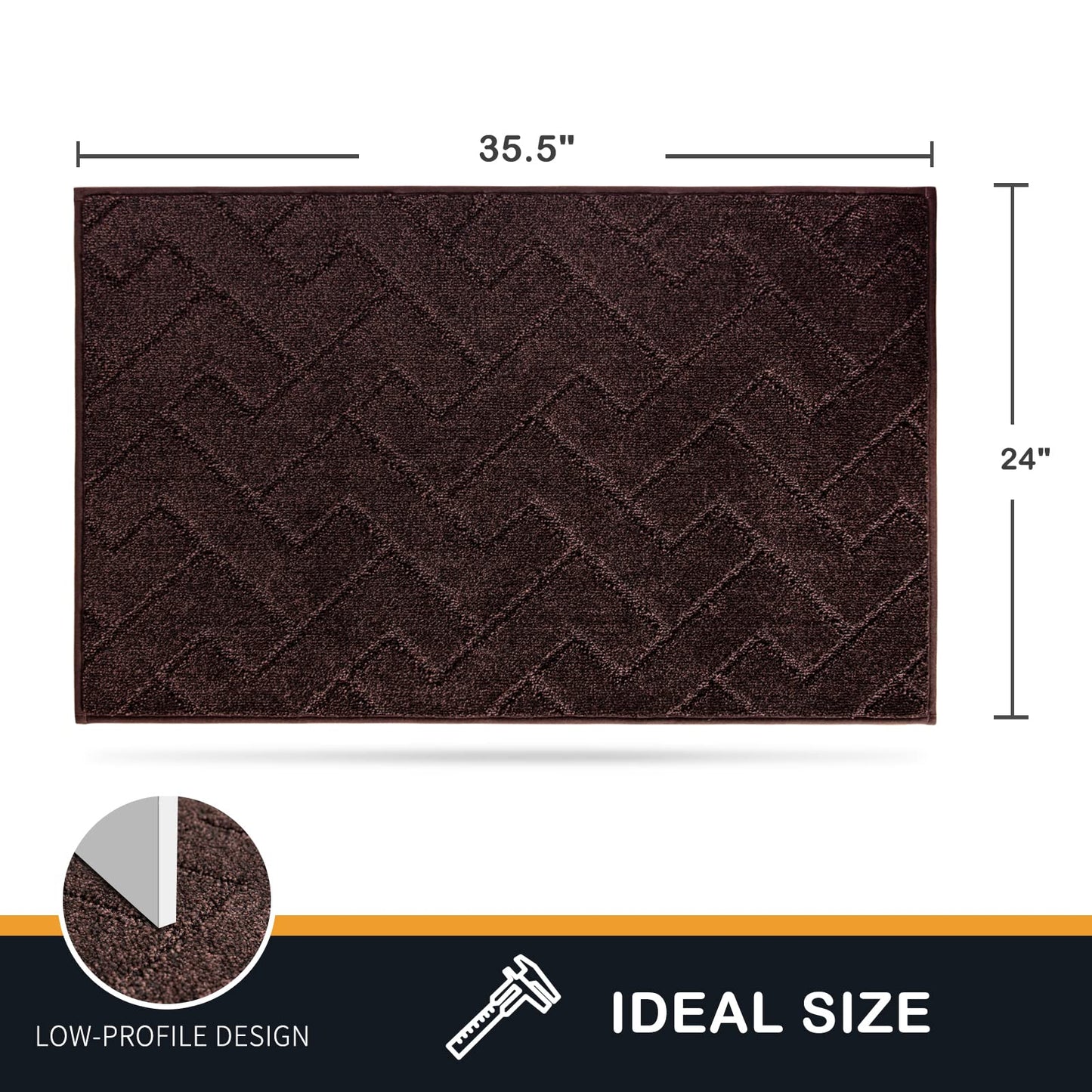 PURRUGS Dirt Trapper Door Mat 24" x 35.5", Non-Slip Machine Washable Entry Rug, Shoe Scraper, Dog Doormat, Super Absorbent Welcome Mat for Front & Back Door, Muddy Wet Shoes & Paws, Brown